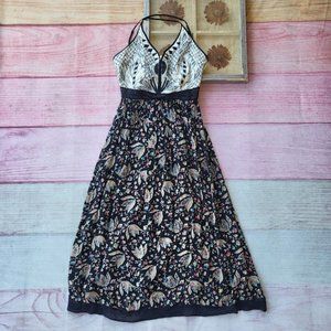 UO Ecote Floral Embroidered Criss Cross Strap A-line Boho Festival Midi Dress 4